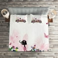 thumbnail image 2 of Ambesonne Cars Quilted Coverlet 3 Pcs, Floral Auto Butterflies Print, Queen Size, Multicolor, 2 of 2