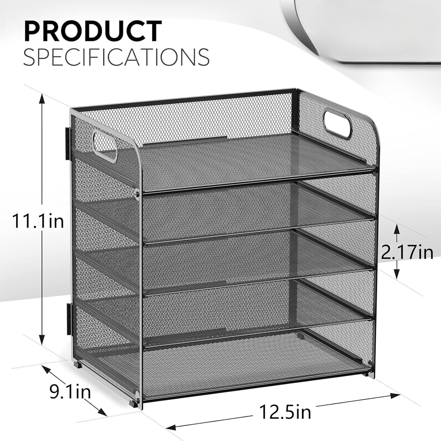 2 Pack Letter Tray Paper Organizer 5-Tier Desk Organizer File Organizer Paper Holder with Handle, Metal Desktop Document Shelf Tray Office Classroom Organization - Purple