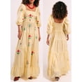 thumbnail image 2 of Rdhnmea Women Long Dress Embroidery Smocked Square Neck Flowy Dresses, 2 of 7
