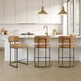 thumbnail image 2 of Spruce & Spring Modern 26-Inch Counter Bar Stool Set with Brass Frame Set of 2, Brown with Brass Frame, 2 of 7