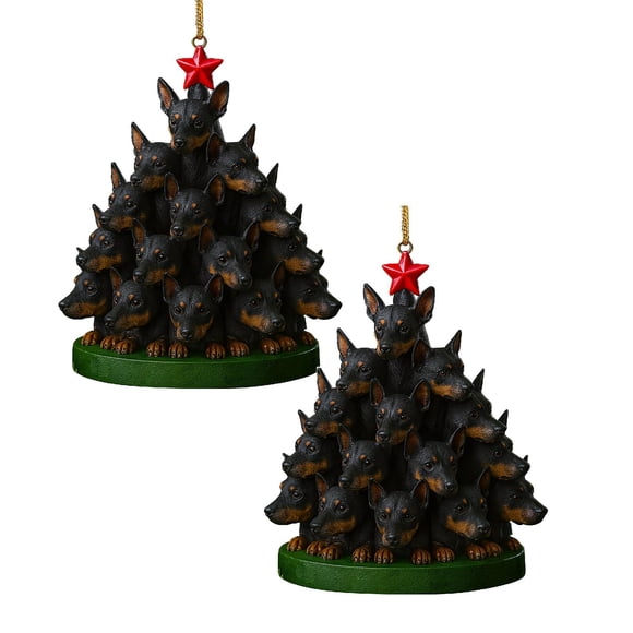 2D Acrylic Dog Ornaments: Shaped Designs With Stacked Puppies And Toppers For Festive Decor 2PCS
