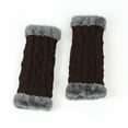 thumbnail image 5 of Lilgiuy Women Winter Fingerless Gloves Fashion Solid Color Knit Wrist Arm Thermal Work Travel Sport Mittens for Cold Weather Coffee, 5 of 5