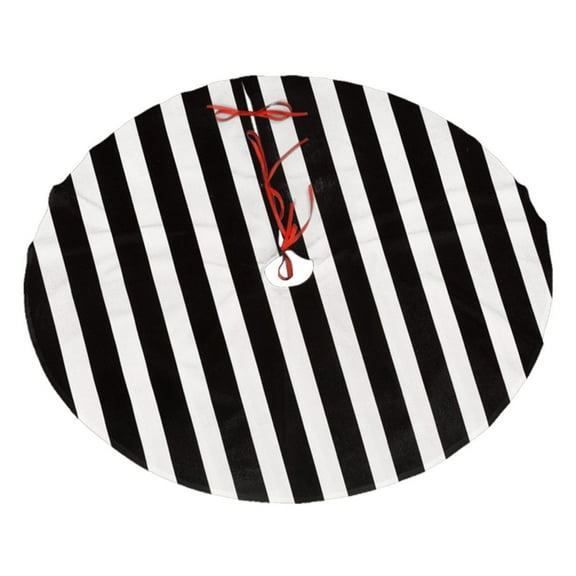 Black And White Stripes Christmas Tree Skirt for Xmas Holiday Home Decor Farmhouse Decorations Indoor 48"