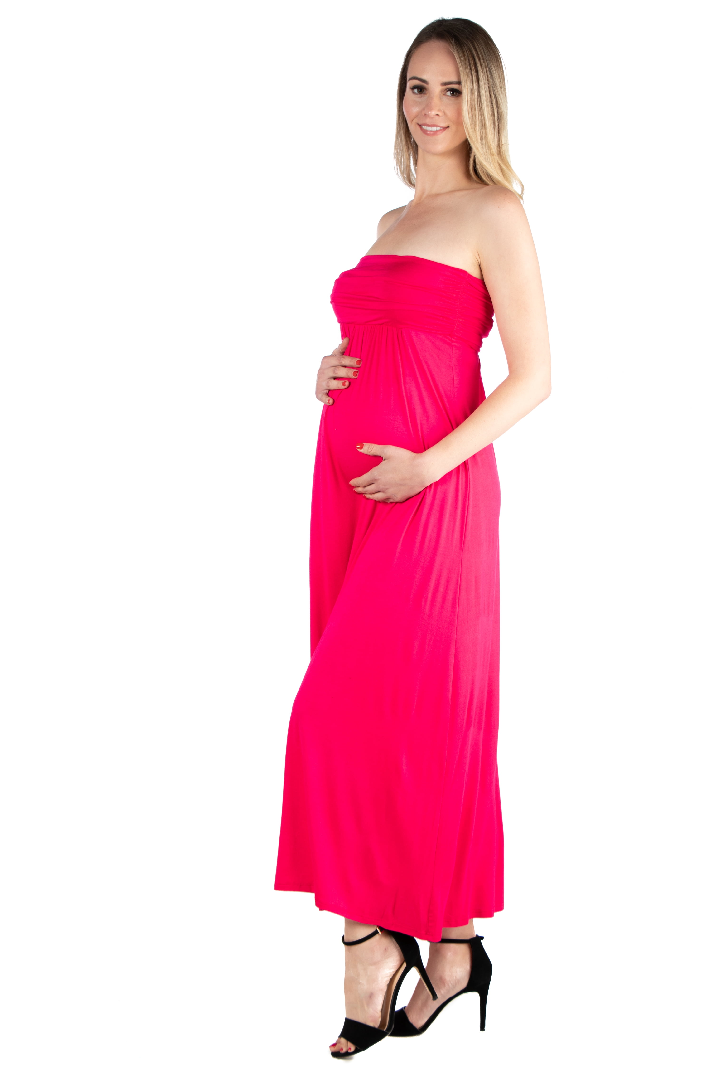 24seven Comfort Apparel Maternity Strapless Maxi Dress