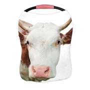 ABPHQTO Funny Cow Looking At The Camera Nursing Cover Baby Breastfeeding Infant Feeding Cover Baby Car Seat Cover Infant Stroller Cover Carseat Canopy Breathable