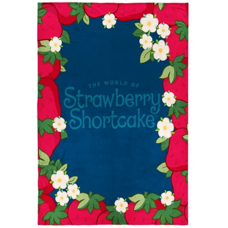 Strawberry Shortcake Berry Meadows 62x90 Silk Touch Blanket, Kids, Polyester, Pink & Navy, Wildbrain