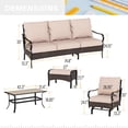 thumbnail image 4 of SUMMIT LIVING 7-Seat Outdoor Patio Furniture Set with Rocking Chairs, Outdoor Patio Conversation Set with 2 Ottomans & Wood-Like Coffee Table, Black & Beige, 4 of 13