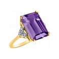 thumbnail image 3 of RYLOS Rings for Women 14K Gold Plated Silver Emerald Cut Gemstone & Diamond Ring February Amethyst Jewelry Size 12, 3 of 6