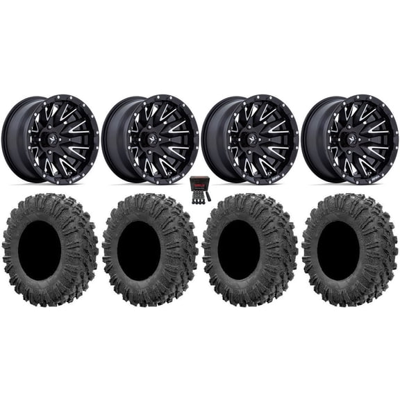 MSA Creed 14" Wheels Machined 27" MotoRavage Tires Sportsman 550 850 1000