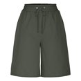 thumbnail image 5 of Women's High Waisted Bermuda Shorts Casual Summer Beach Shorts Wide Leg Lounge Shorts with Pockets Drawstring Shorts Vacation Bottoms, 5 of 7
