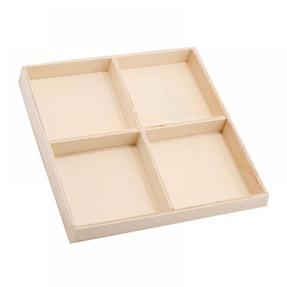 5PCS Unfinished Rustic Square Wood Household Wood Trays For Crafts Wood Tray