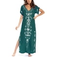 thumbnail image 1 of Traje de baño de bikini de manga corta con bordado para mujer, vestido de playa con abertura lateral, 1 of 2