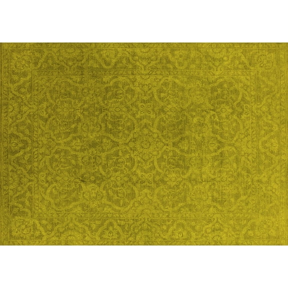 Ahgly Company Machine Washable Indoor Rectangle Persian Yellow Bohemian Area Rugs, 5' x 7'