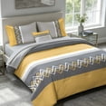 thumbnail image 2 of Davulos King Size Comforter Set,6 Pieces Geometric Pattern Yellow King Bed in Bag Set with Comforter, Flat Sheet, Fitted Sheet, 2 Pillowcases & 1 Decorative Pillowcase, 2 of 10