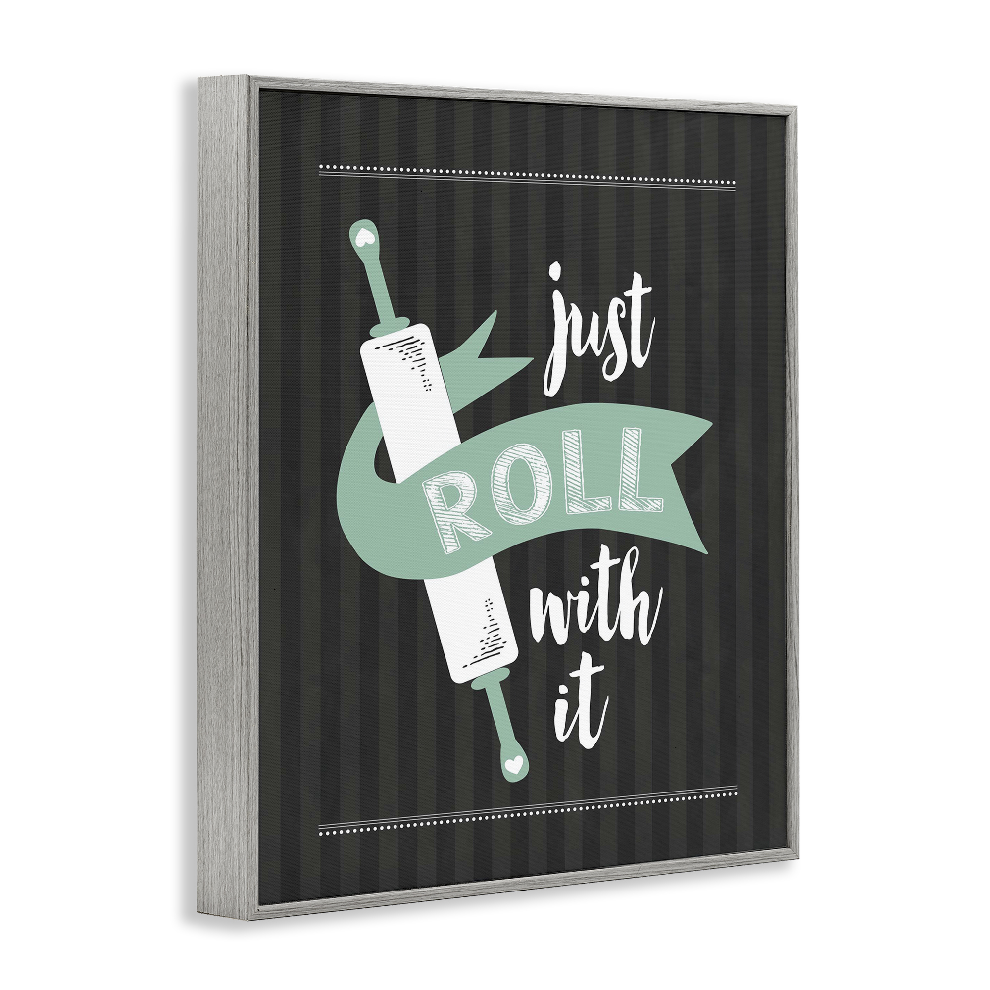Roll With It Black & Green Gray Framed Giclee Art, design by Lettered and Lined