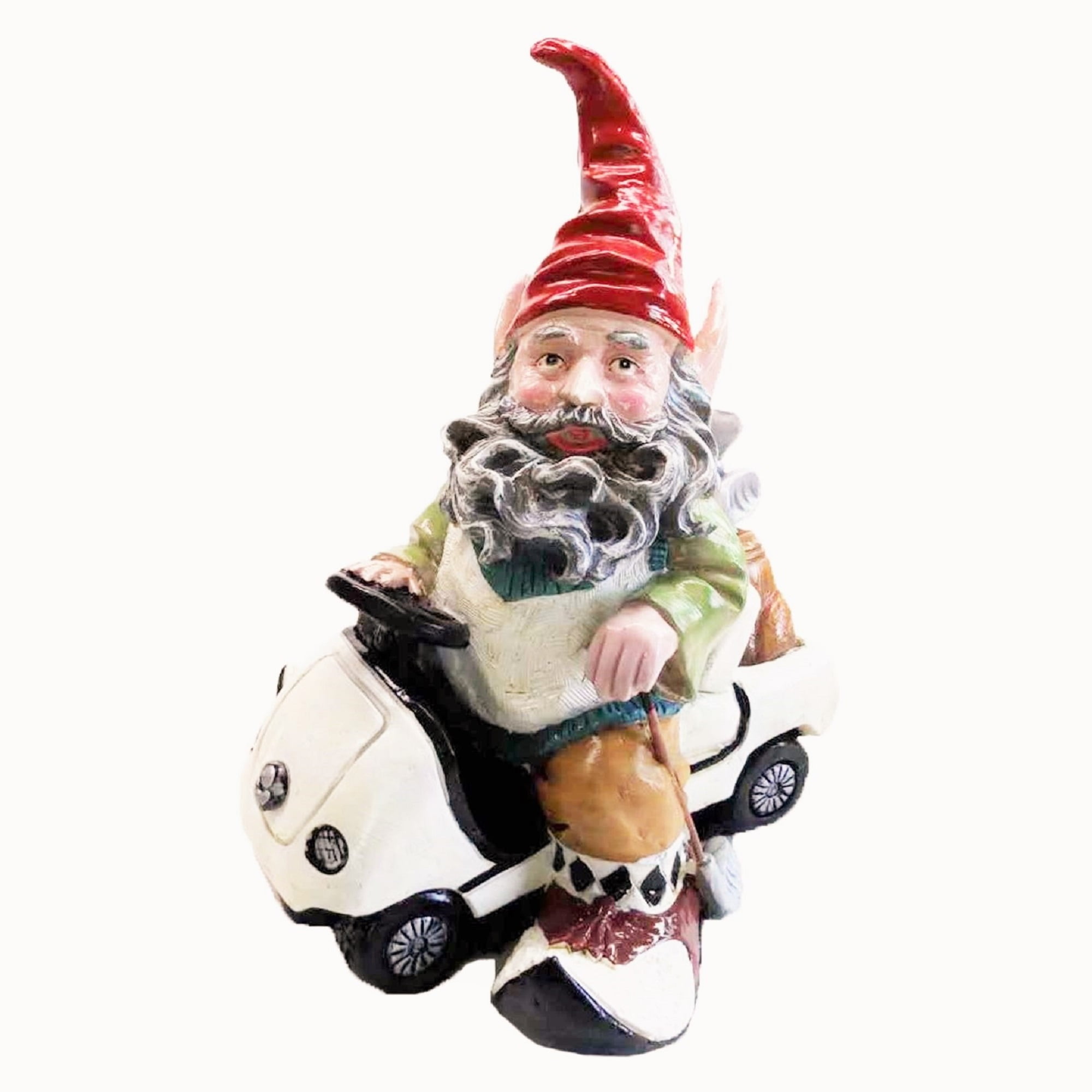 Homestyles Greg the Golfer in His Golf Cart Garden Gnome Outdoor Statue