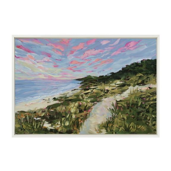 Kate and Laurel Sylvie Traverse City Framed Canvas Wall Art by Emily Kenney, 23x33 White, Contemporary Nature Coastal Art