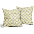 thumbnail image 2 of Set of 2 Yellow Grey Block Print Pillow Covers 18x18 Inch, Vintage Floral Spring Decorative Throw Pillow Cases Boho Rustic Cushion Covers for Farmhouse Sofa Couch Bed Decor, 2 of 16
