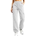 thumbnail image 2 of Women's Drawstring Elastic Waist Cargo Jogger Pants, Ghalytn Multi-Pocket Casual Athletic Sweatpants with Cuffed Hem, 2 of 7