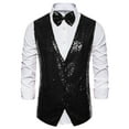 thumbnail image 5 of NOMADIC NOOK Men's Shiny Disco Sequin Suit Waistcoat Set with Bow Tie 2 Packs, 5 of 6