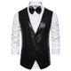 thumbnail image 5 of INSPIRE CHIC Chaleco de lentejuelas brillantes para hombres, conjunto de traje con corbata de moño, M Negro, 5 of 6