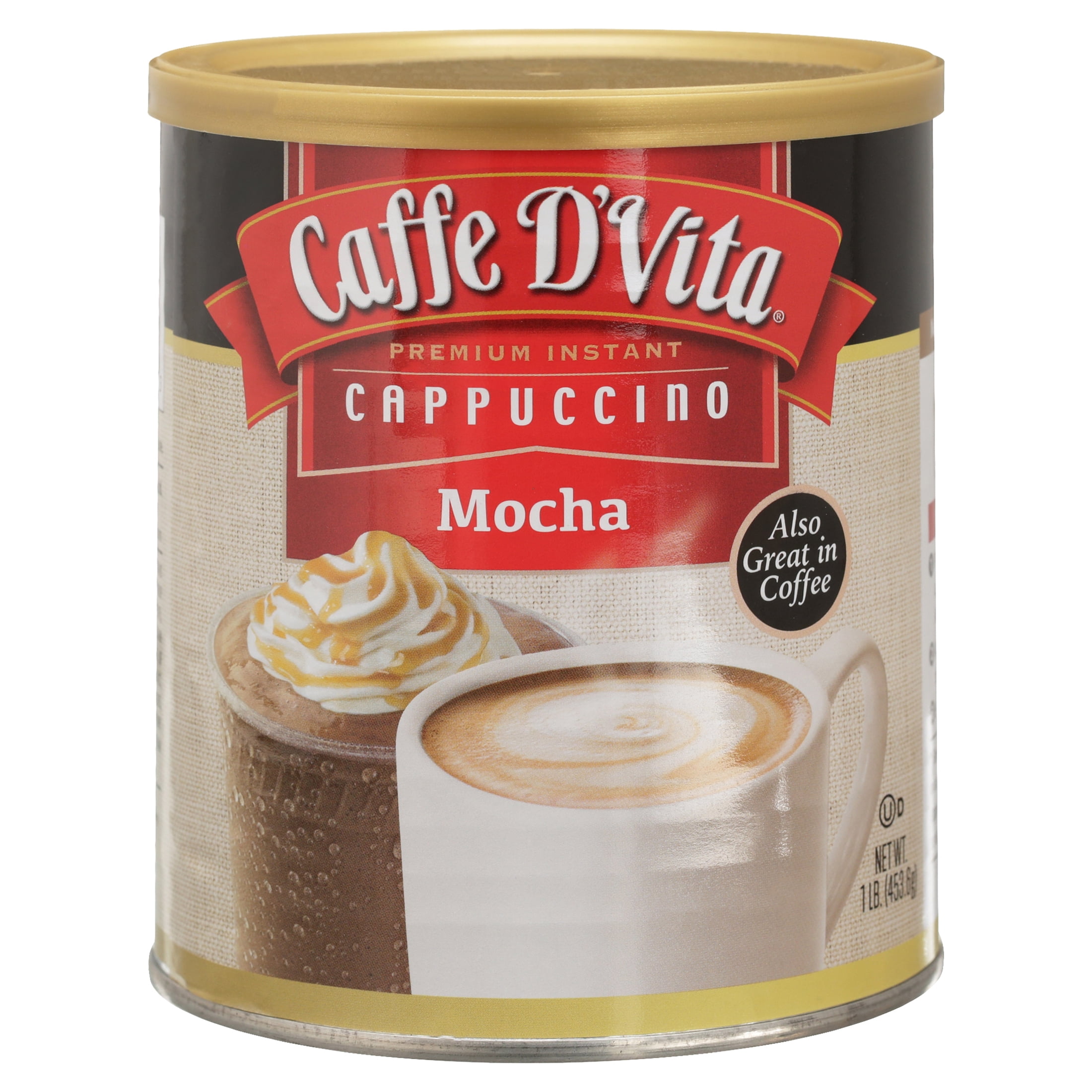 Caffe D'Vita Premium Instant Mocha Cappuccino, 16 oz Canister 