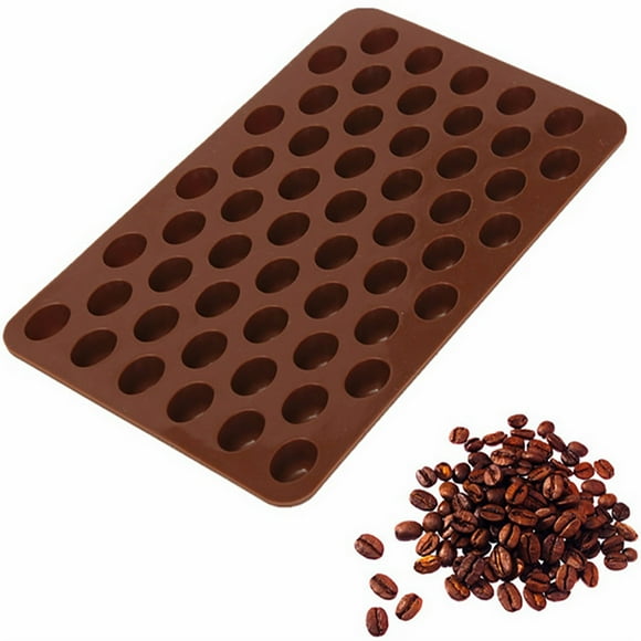 Oleegame 1PC Cookie Mold Beans Coffee Chocolate Cavity Candy 55 Silicone Mould Cake Sweets Cake Mould Brown