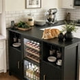 thumbnail image 6 of 53" Black Engineered Wood Wine Bar Cabinet with Mini Fridge Space & Power Outlets, 6 of 9