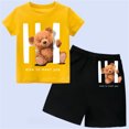 thumbnail image 3 of Conjunto de algodón con estampado de marca para niños, camiseta de dibujos animados, pantalones cortos, conjunto de verano para bebés, conjunto de manga corta para niños y niñas, 3 of 5