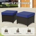 thumbnail image 6 of EAGLE PEAK Azure Bay 2 Pieces Wicker Patio Ottoman Set Weather-Resistant Cushions for Patio Deck Backyard Poolside, Brown Wicker and Blue Cushions, 6 of 8