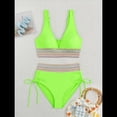 thumbnail image 3 of Bikini de Dos Piezas para Mujer, Cintura Alta, Cuello Halter, Traje de Baño Verde Fluorescente XXL, 3 of 7