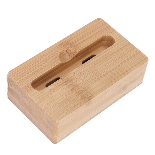 Soporte de madera para teléfono móvil, soporte para teléfono móvil, soporte de madera de bambú para almacenamiento, soporte de escritorio para teléfono móvil, resistente y duradero