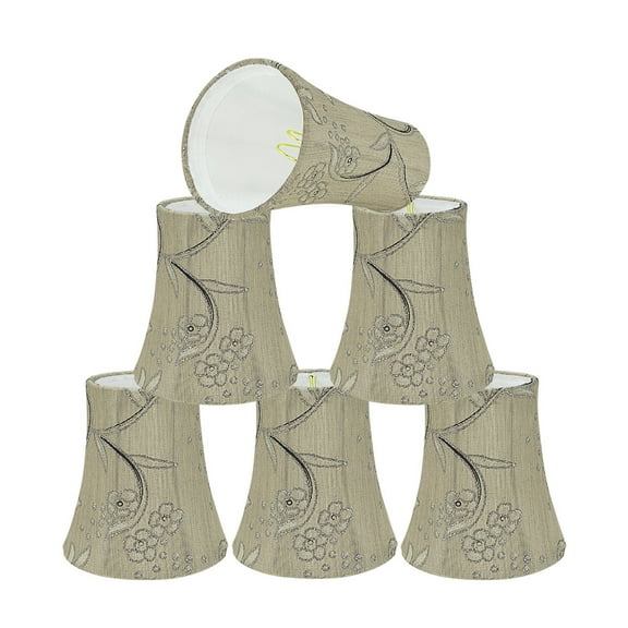 Aspen Creative 30250-6 Small Bell Shape Chandelier Clip-On Lamp Shade Set (6 Pack), Transitional Design in Antique Ivory, 4" bottom width (2 1/2" x 4" x 5" )