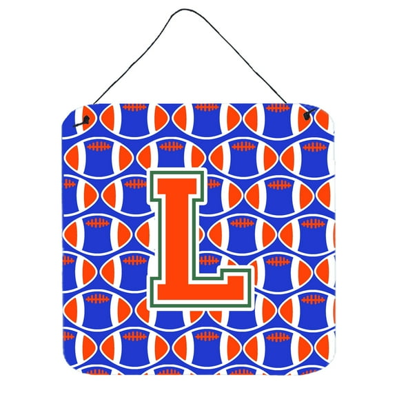 Caroline's Treasures Football Green, Blue and Orange Letter L Wall or Door Hanging Prints CJ1083-LDS66, 6" H x 6" W