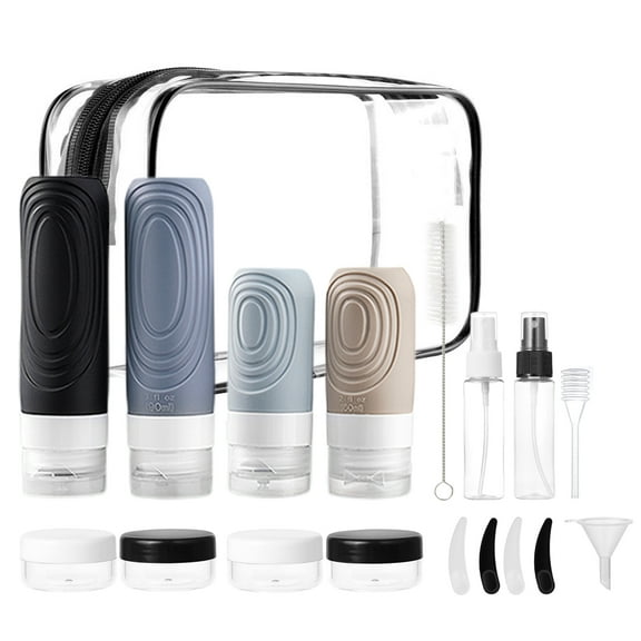 Lumikrypt 19Pcs Travel Bottles for Toiletries, TSA Approved Leak Proof Silicone BPA Free Refillable Containers for Shampoo, Conditioner Lotion Perfect for Effortless Travel Outdoor Explorations