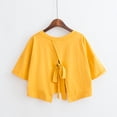 thumbnail image 4 of Camisetas de color sólido para mujer, camisetas de manga corta de verano 2024, tops sexis con escote en V y espalda descubierta, camisetas casuales holgadas para mujer, 4 of 4
