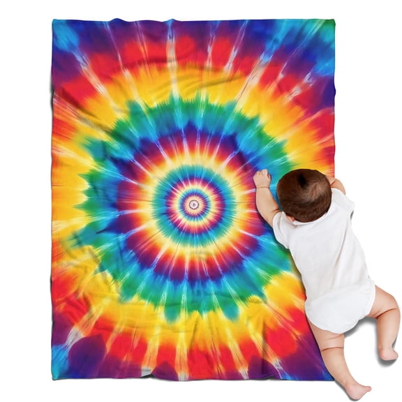 Colorful Rainbow Tie Dye Spiral Pattern Blanket,Comfortable Soft Flannel Throw Blanket,All Season,Warm Lightweight Blankets for Sofa Bed Couch Living Room Chair,30"x40"