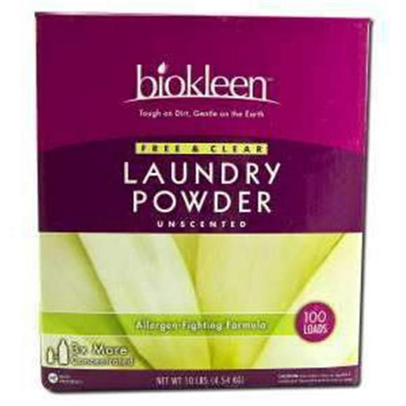 Biokleen 717256000431 Free Clear Laundry Powder Allergen-Fighting Formula - 10-Pound Boxes - Pack Of 4