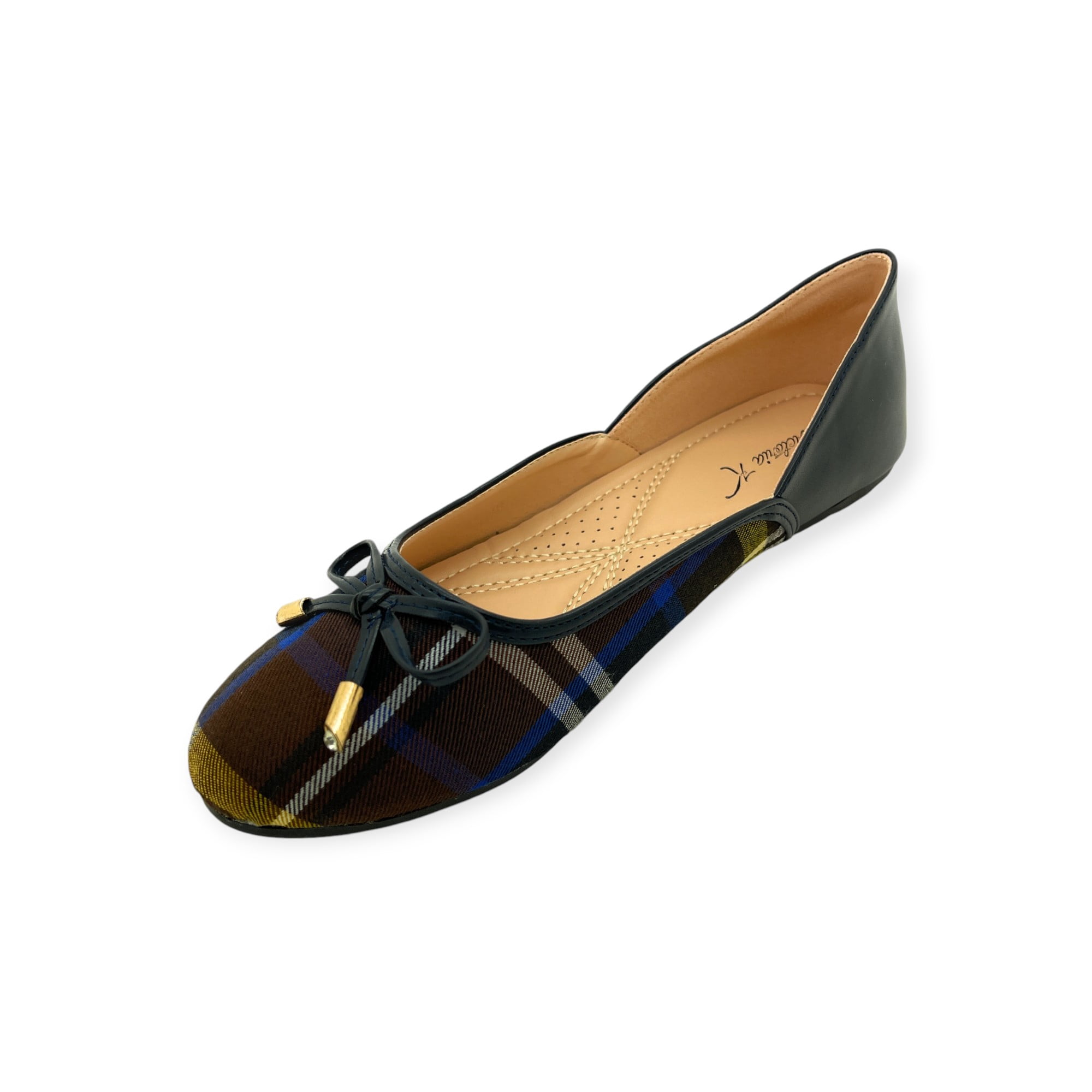 Victoria K Women's Ruffle With Gold Studs Ballerina Flats
