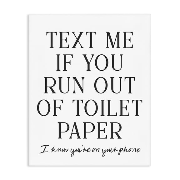 Stupell Industries Funny Bathroom Texting Canvas Wall Art, design by Lettered and Lined