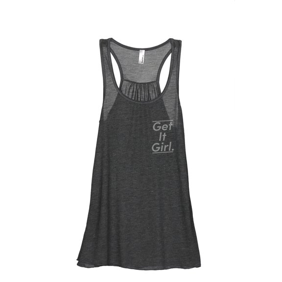 Get It Girl Women's Fashion Sleeveless Flowy Racerback Tank Top Charcoal Grey Small