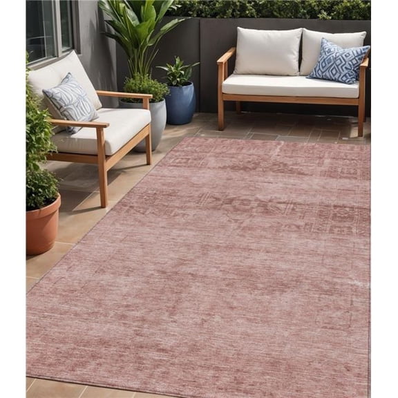 HomeRoots 616101 5 x 8 ft. Blush & Mauve Medallion Washable Indoor & Outdoor Rectangle Area Rug
