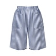 thumbnail image 5 of Zynoxe Shorts for Women with Pockets Trendy Versatile Striped Womens Mid-Length Shorts Lightweight Breathable Loose Fit Straight Leg Shorts Comfy Elastic Waistband Summer Vacation Outfits S, 5 of 7