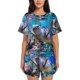 thumbnail image 1 of Balery Sea Turtle Swims Conjunto de Pijama para Mujer con Estampado, Dos Piezas de Manga Corta y Shorts, Ropa de Dormir Suave con Cuello Redondo y Bolsillos-XX-Large, 1 of 6
