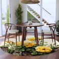 thumbnail image 3 of Spring Floral Round Area Rug 7Ft Washable Circle Rugs for Dorm Laundry Room, Yellow Roses Leaves Country Botanical Farmhouse Non-Slip Carpet Floor Mats Indoor Outdoor Carpet Runner Home Decor, 3 of 8
