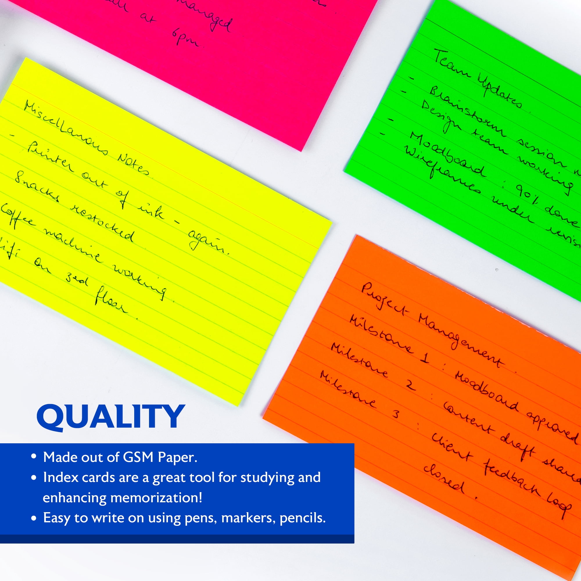 BAZIC Ruled Index Cards 3"X5" 2700 Count, Neon Ruled Lined Flashcards