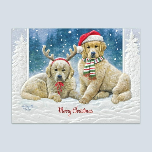 Pumpernickel Press Embossed Petite Christmas Cards Boxed Set – Hearts of Gold, 20 Count