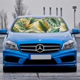 thumbnail image 2 of CMMY Tropical Palm Leaves Banana Jungle Leaf Floral Pattern Fabric Car Shades for Front Windows Sunshade for Car Windshield for Vehicle SUV Truck Protector 55.12*29.92 in, 2 of 7
