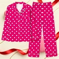 thumbnail image 3 of Gytharion Womens Pajama Sets Cute Polka Dot Print Sleepwear Sets Long Sleeve Button Down Lapel Top and Long Pant Pj Sets 2 Piece Loungewear Outfits with Pockets, 3 of 5