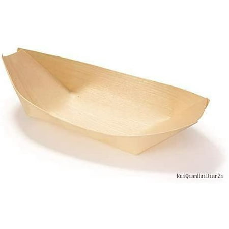 

brand - disposable wood boat plates / dishes 6.7 long x 3.5 wide x 1 high 100 pieces